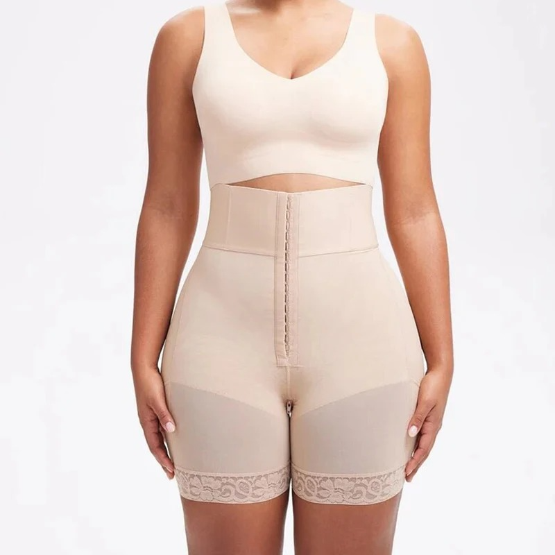 Beige shapewear garment on a white background